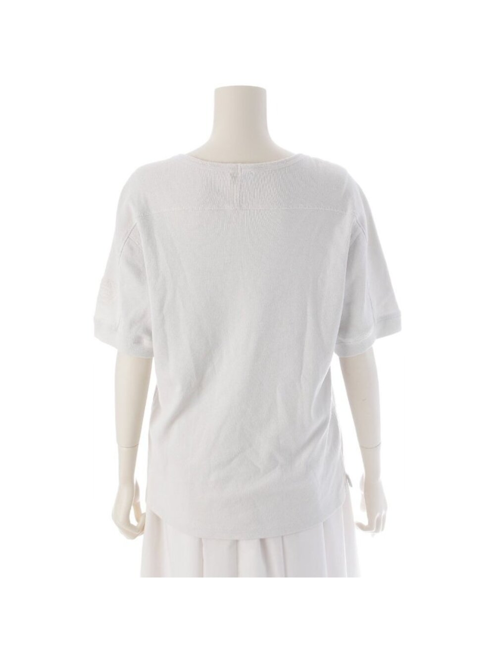 Saint Laurent YSL Logo Embroidery Print Top Short Sleeve Top Off White XS - Picture 4 of 10